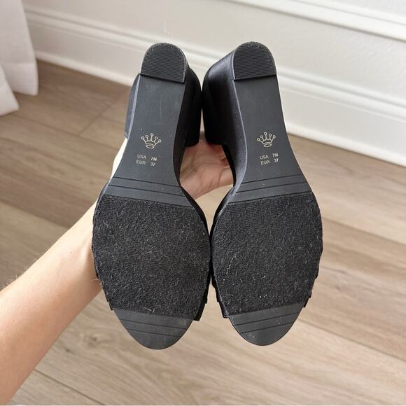 Nina Emiko Embellished Open-Toe Wedge Pumps in Black sz 7 - Picture 9 of 10